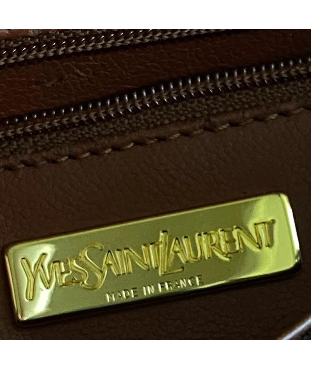 SAINT LAURENT Коричневая кожаная сумка через плечо, фото 4