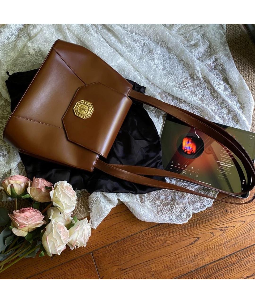 SAINT LAURENT Коричневая кожаная сумка через плечо, фото 5