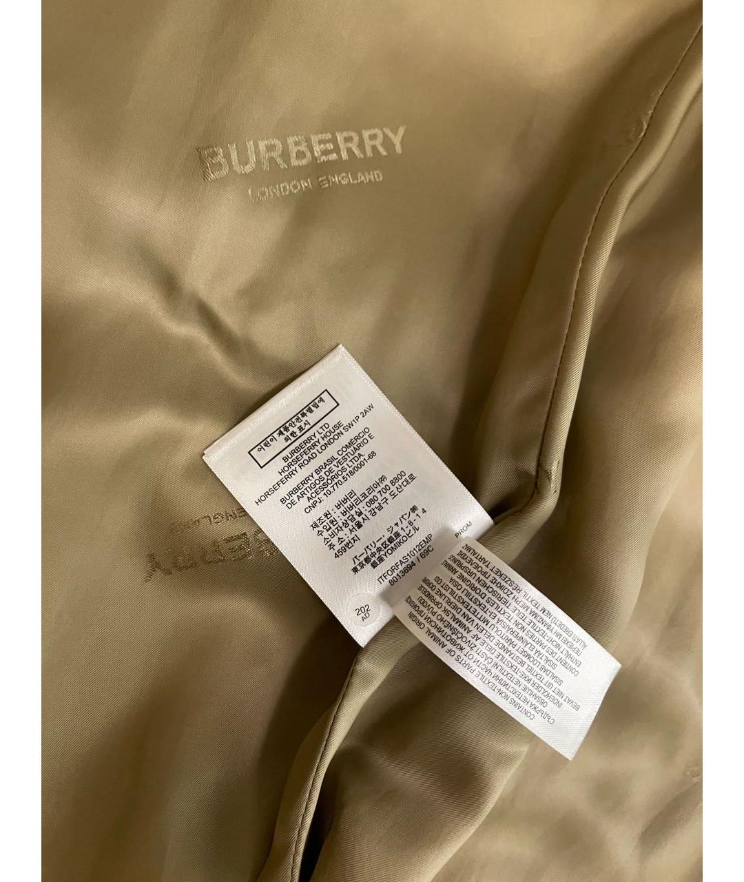 BURBERRY Бежевый хлопковый тренч/плащ, фото 5