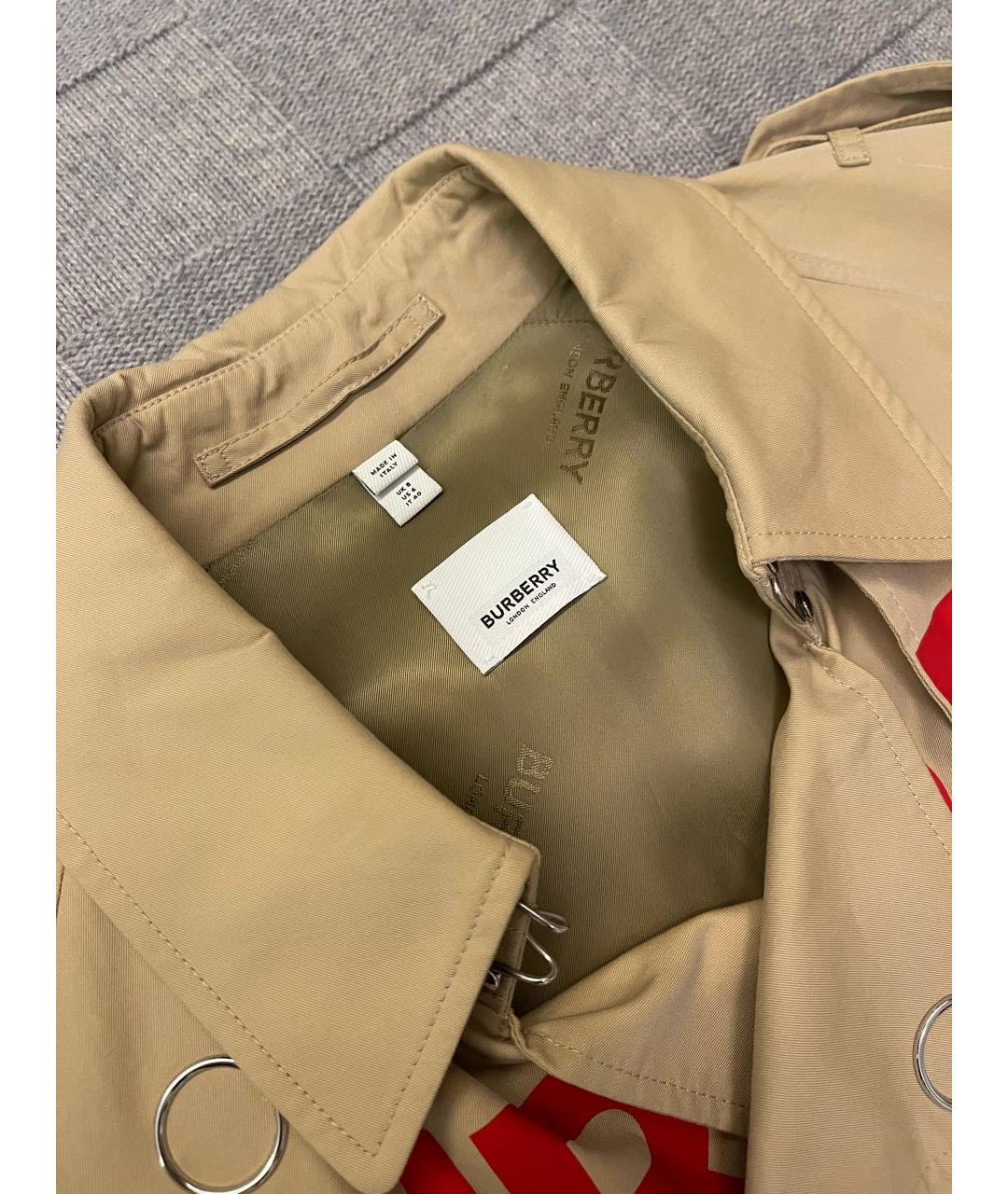 BURBERRY Бежевый хлопковый тренч/плащ, фото 3