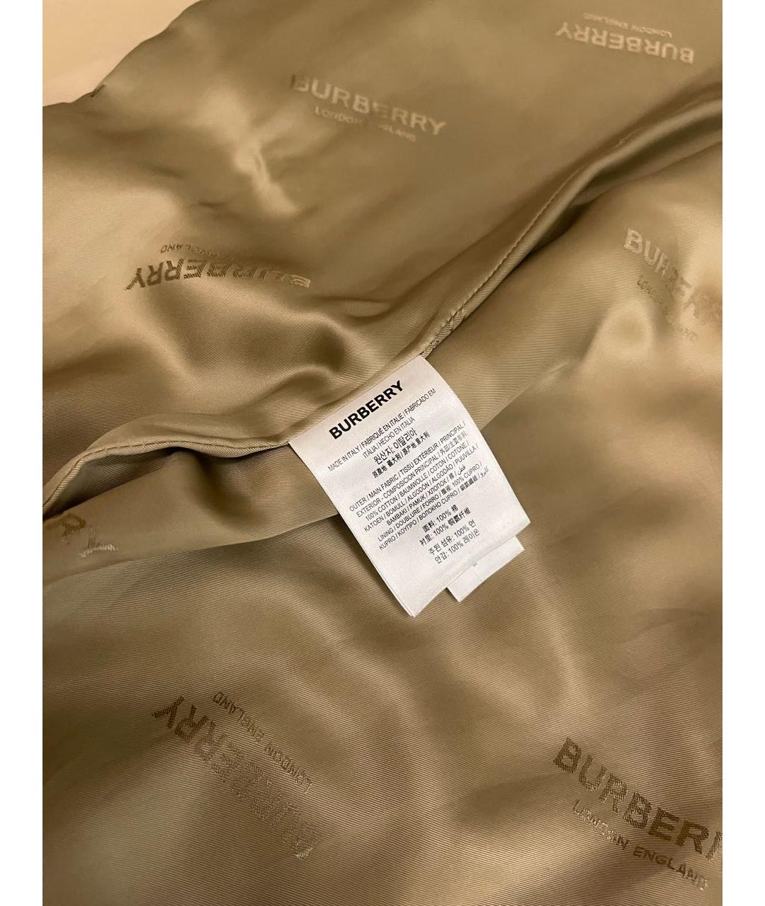BURBERRY Бежевый хлопковый тренч/плащ, фото 4