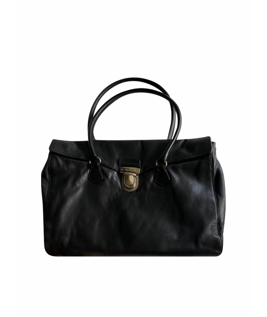 PRADA Черная кожаная сумка с короткими ручками, фото 1