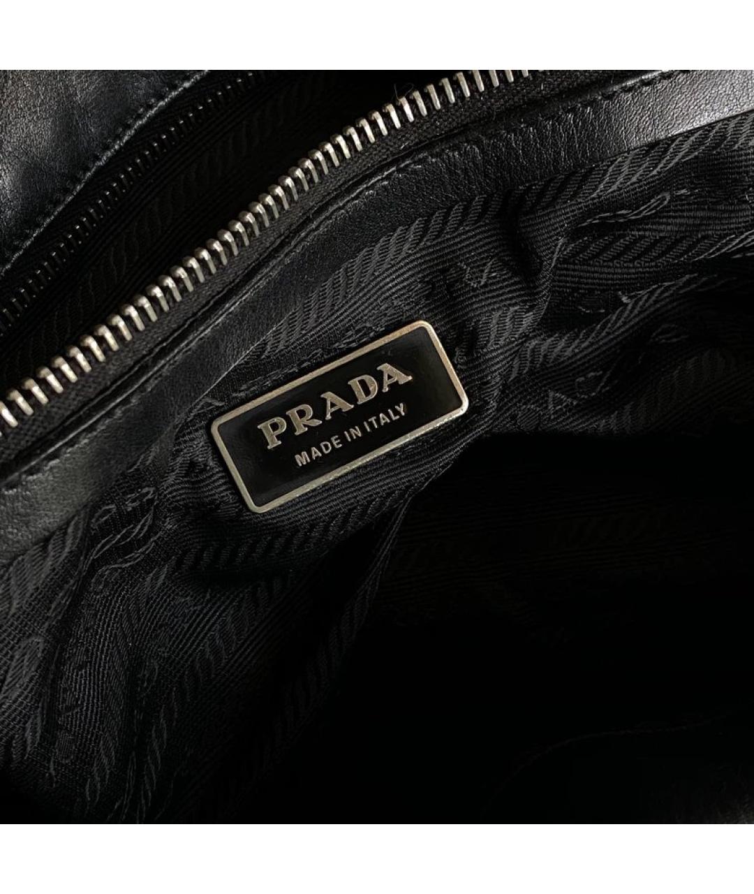 PRADA Черная кожаная сумка с короткими ручками, фото 6