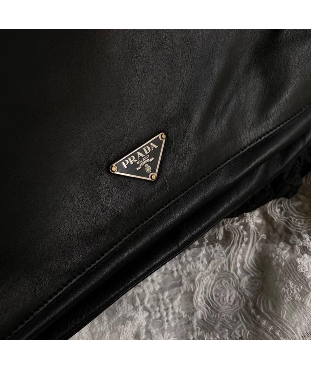 PRADA Черная кожаная сумка с короткими ручками, фото 3
