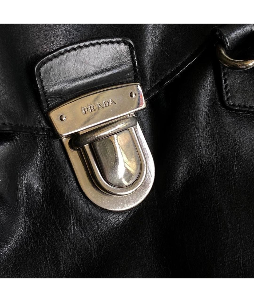 PRADA Черная кожаная сумка с короткими ручками, фото 4