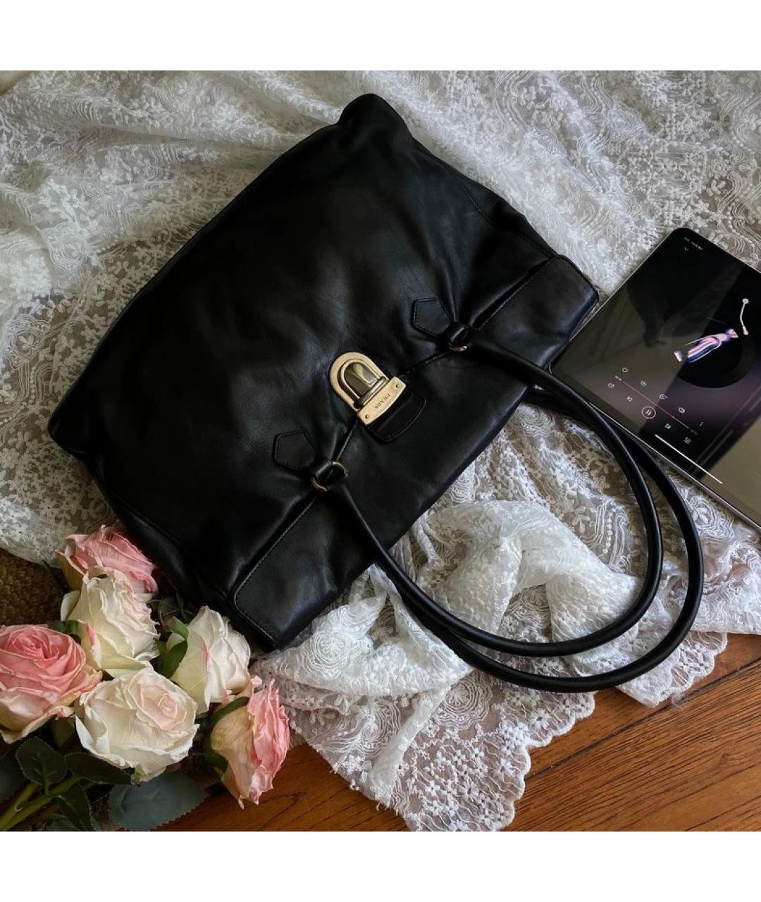 PRADA Черная кожаная сумка с короткими ручками, фото 8