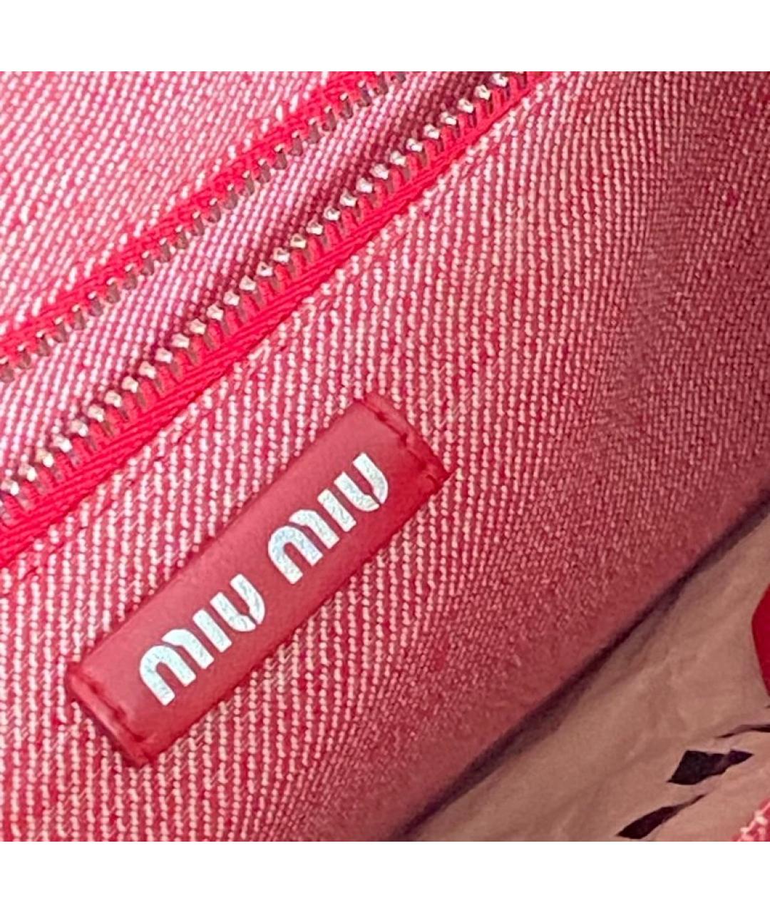MIU MIU Розовая деним сумка с короткими ручками, фото 4