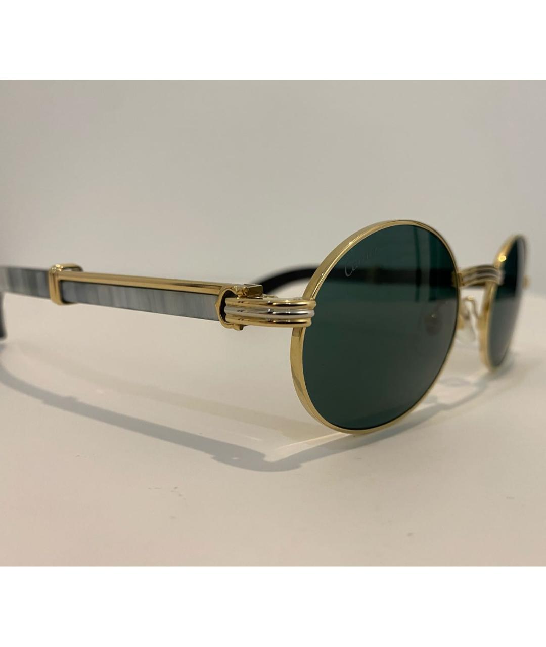 CARTIER Зеленые металлические солнцезащитные очки, фото 3
