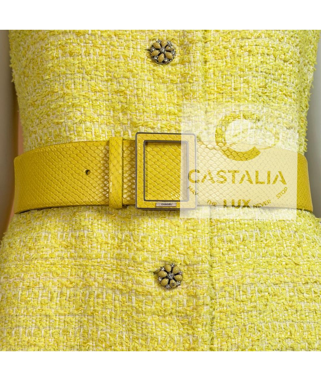 CHANEL Желтое твидовое коктейльное платье, фото 7