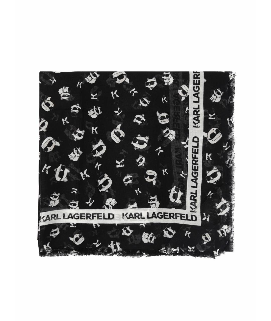 KARL LAGERFELD Черный шелковый платок, фото 1