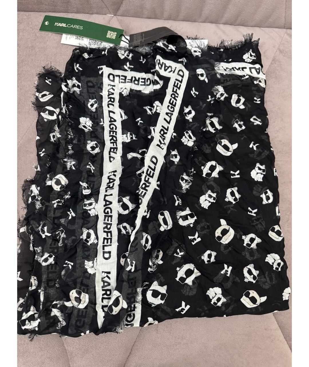 KARL LAGERFELD Черный шелковый платок, фото 9