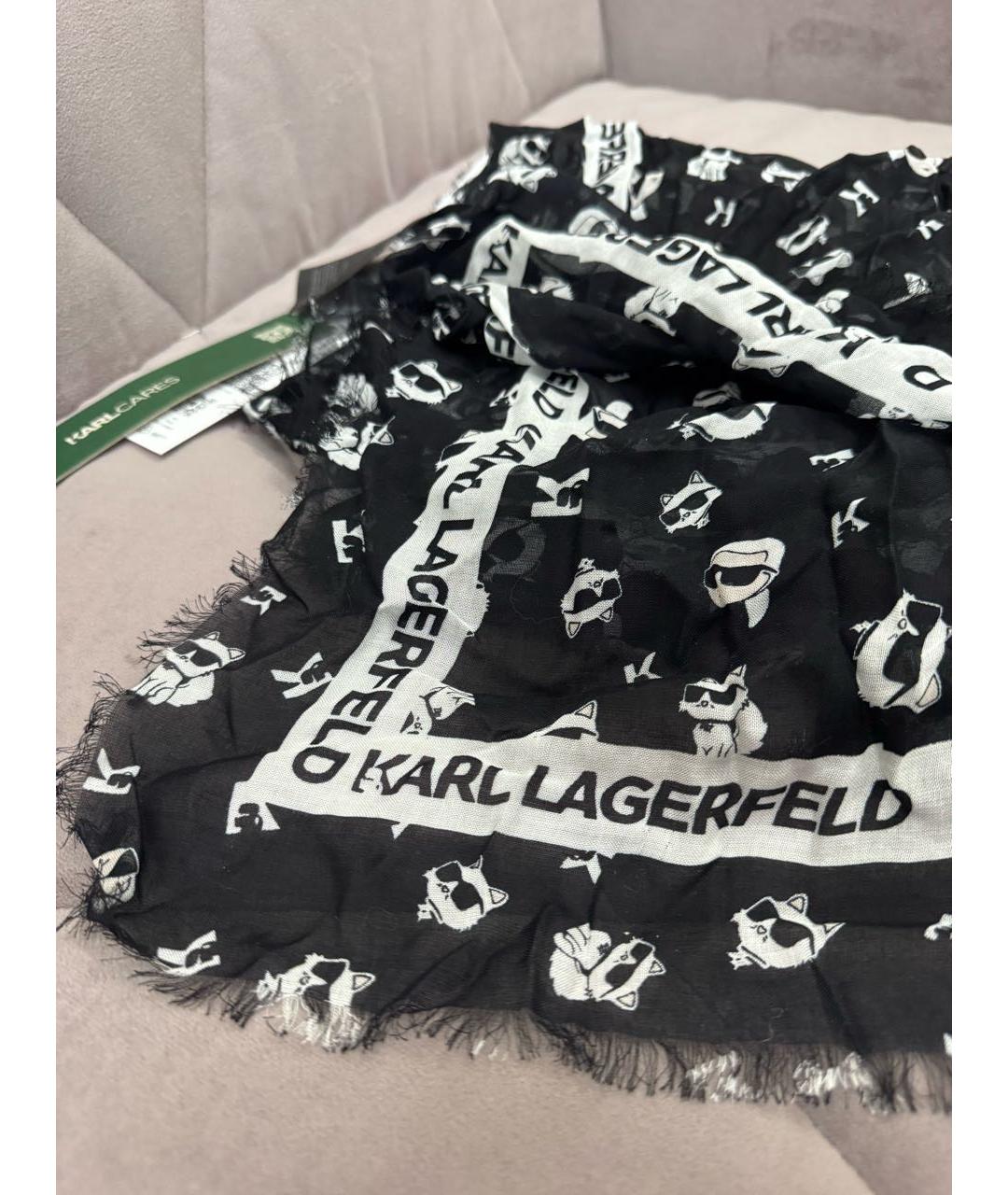 KARL LAGERFELD Черный шелковый платок, фото 2