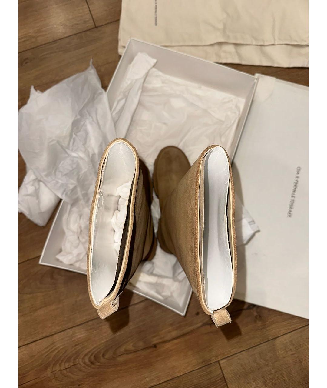 GIA COUTURE Бежевые замшевые сапоги, фото 3