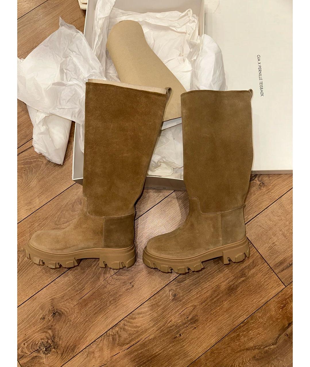 GIA COUTURE Бежевые замшевые сапоги, фото 6