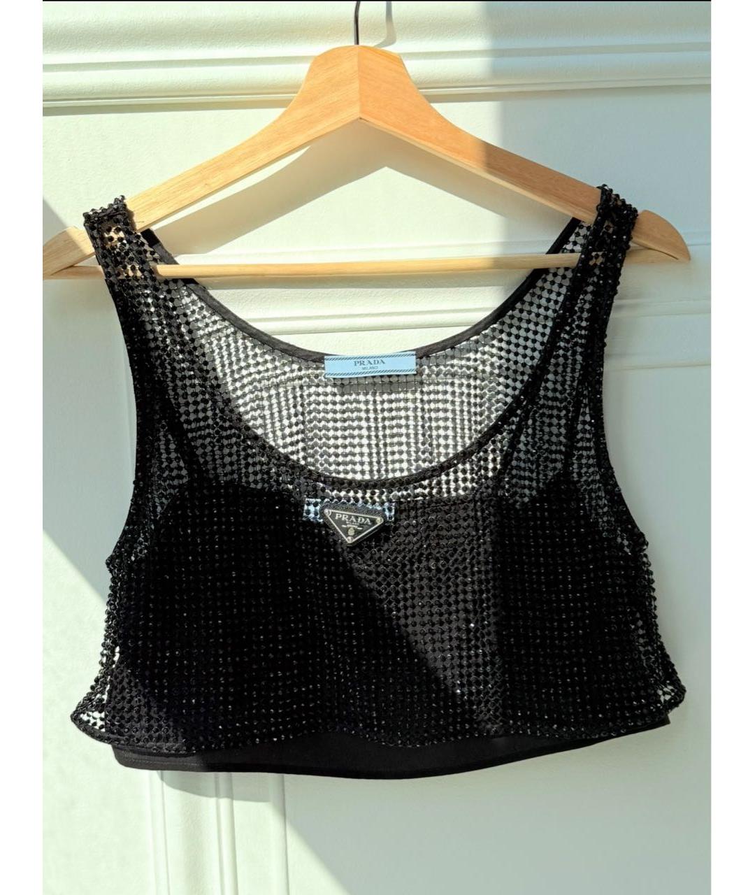 PRADA Черная шелковая майка, фото 6