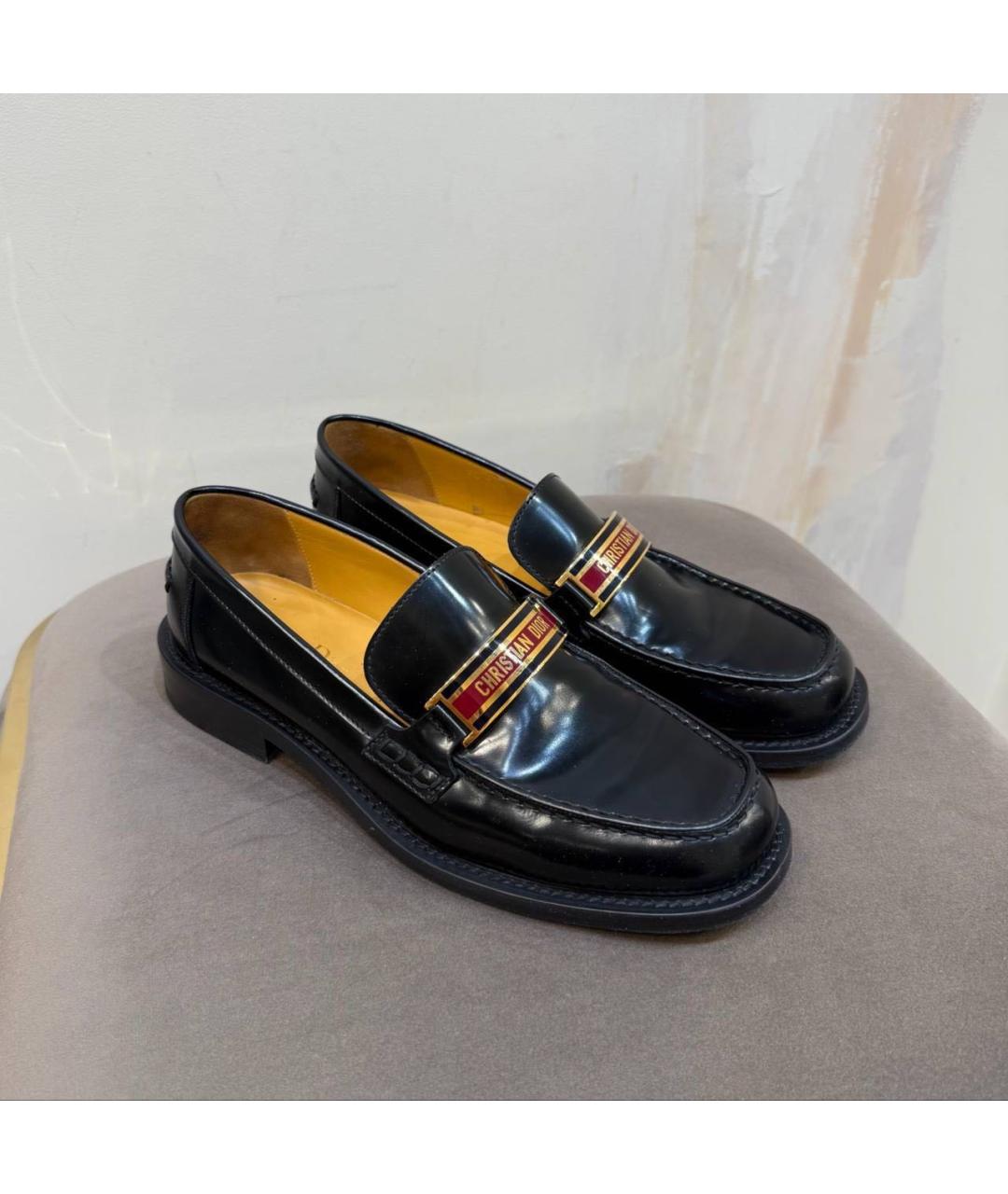 CHRISTIAN DIOR Черные кожаные лоферы, фото 2
