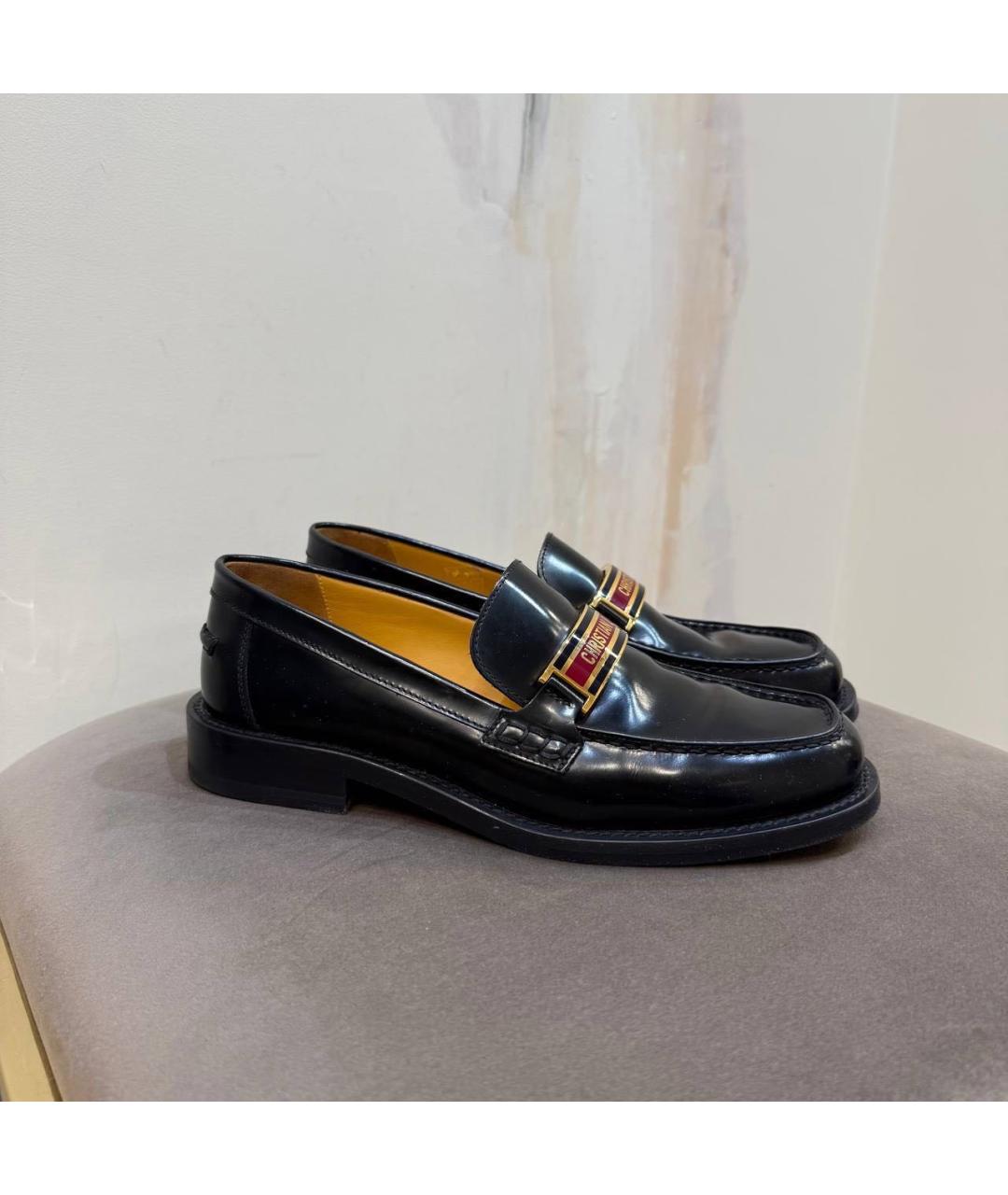 CHRISTIAN DIOR Черные кожаные лоферы, фото 4