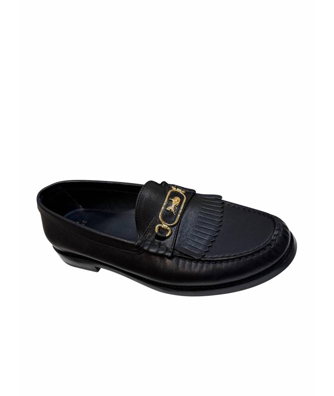 CELINE Черные кожаные лоферы, фото 1