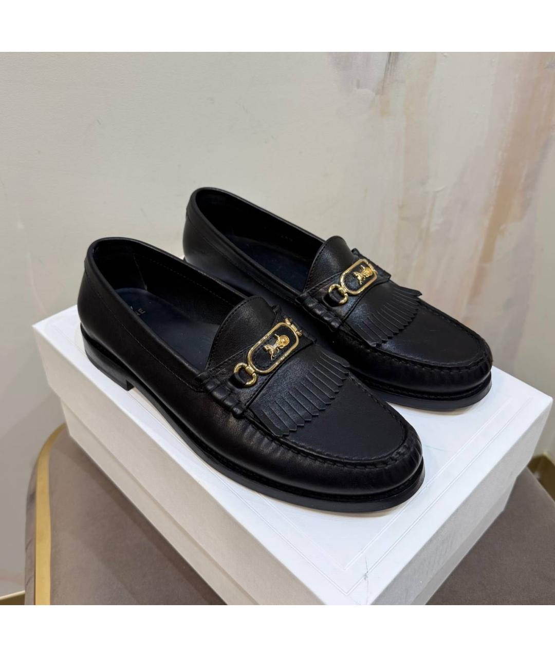 CELINE Черные кожаные лоферы, фото 3