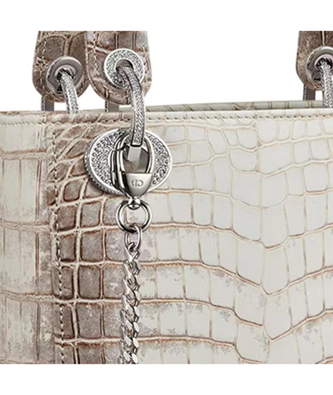 CHRISTIAN DIOR Бежевая сумка с короткими ручками из экзотической кожи, фото 3