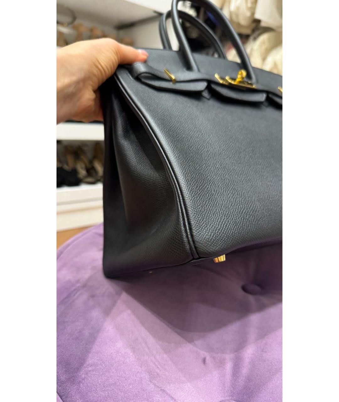 HERMES Черная кожаная сумка с короткими ручками, фото 2