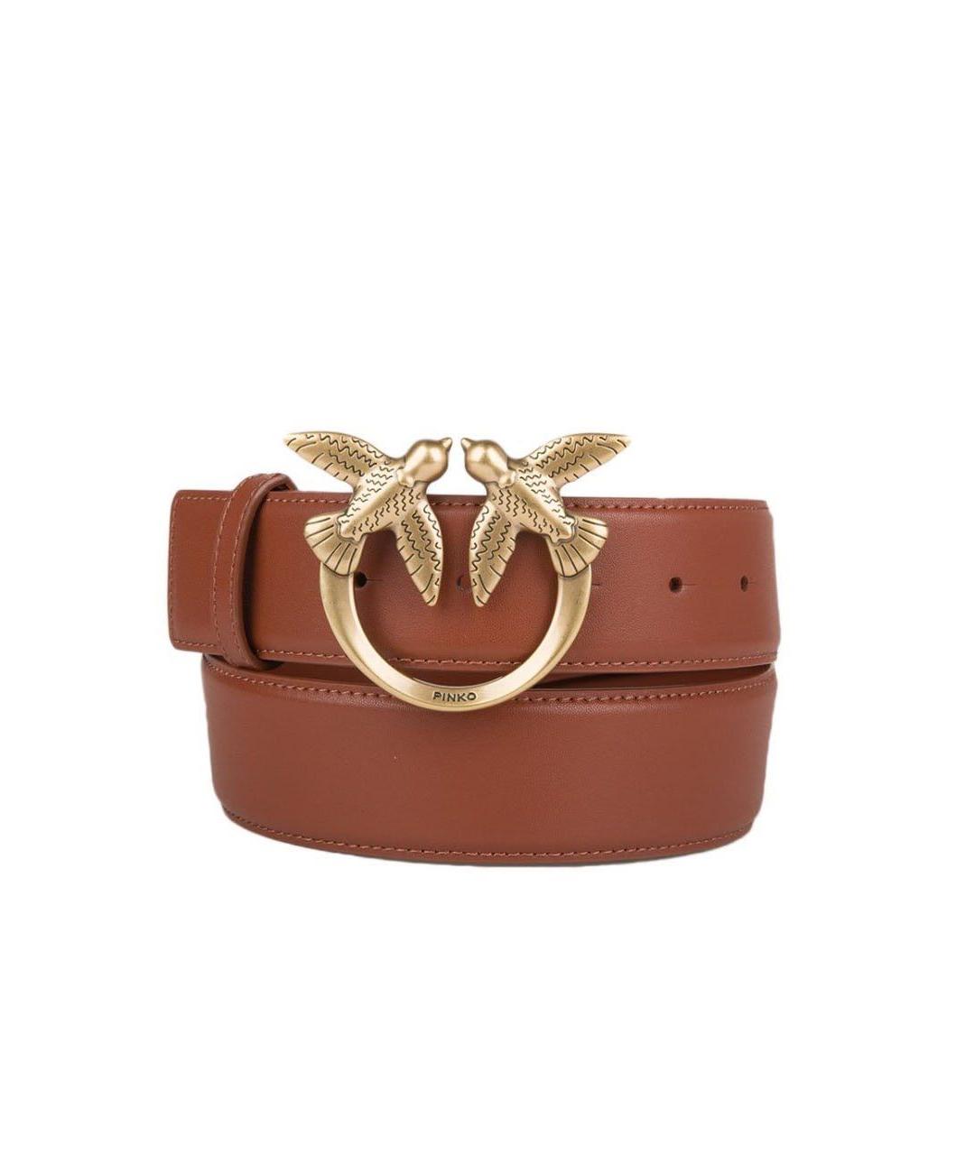 PINKO Коричневый кожаный ремень, фото 1
