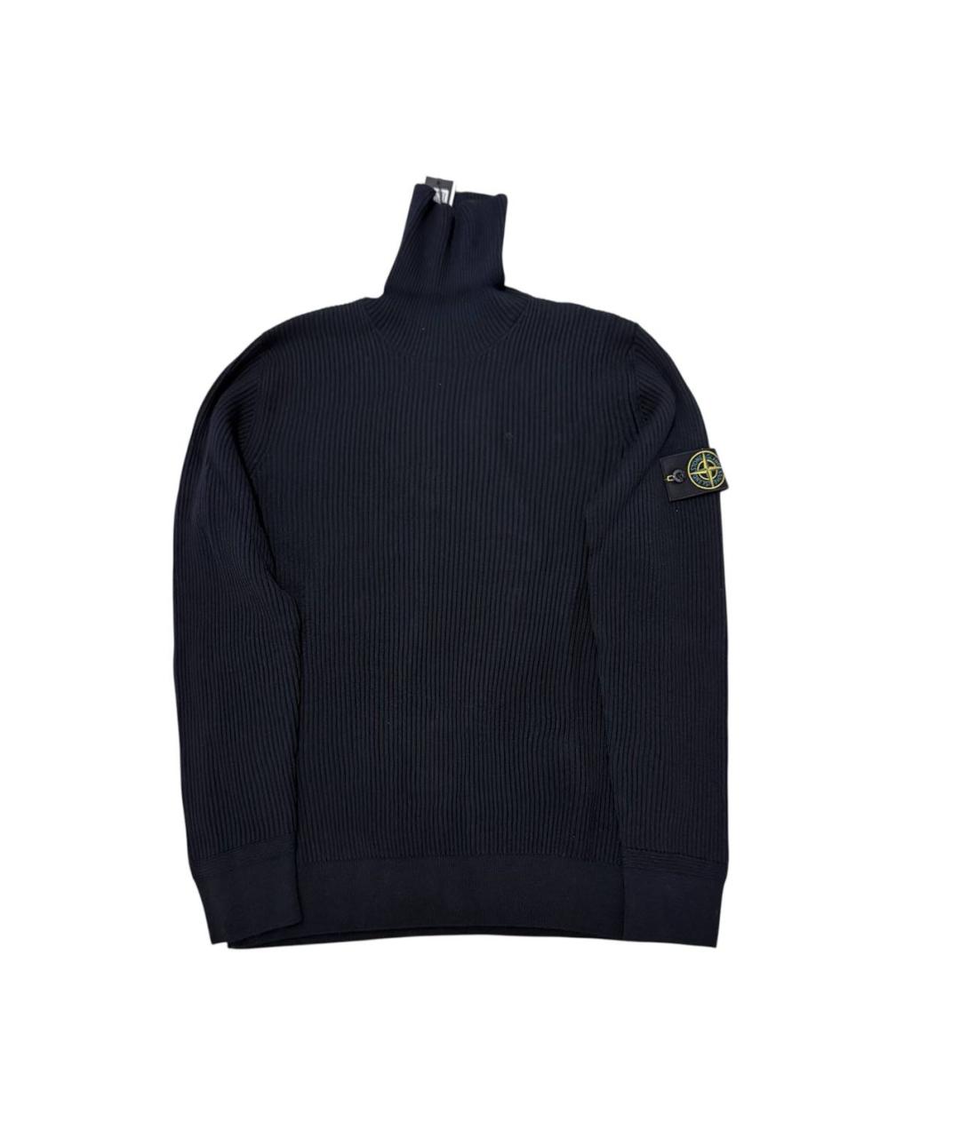 STONE ISLAND Темно-синяя шерстяная водолазка, фото 2