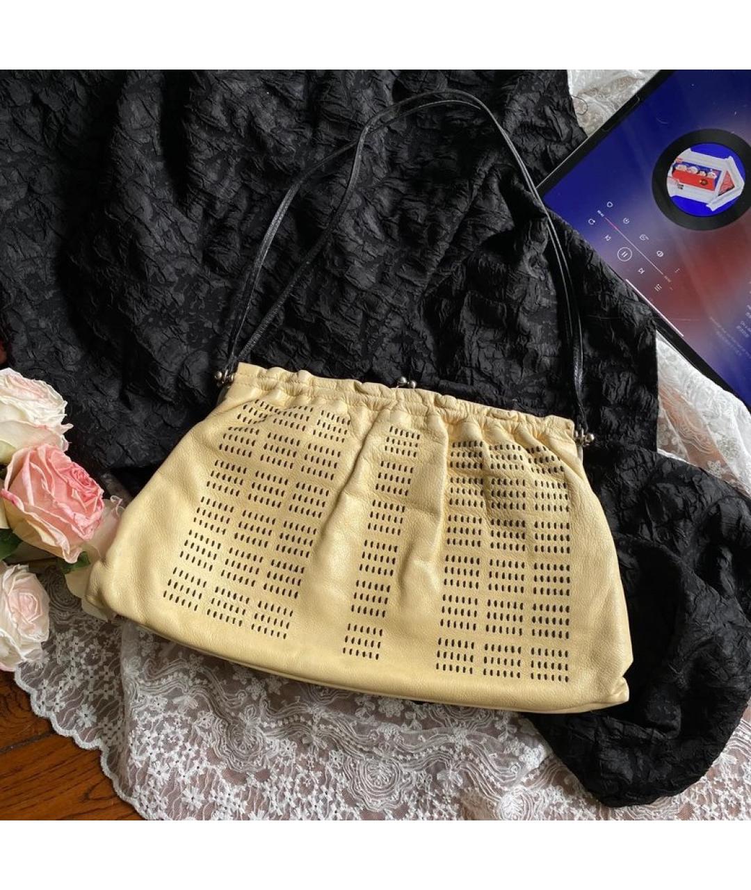 MIU MIU Бежевая кожаная сумка с короткими ручками, фото 5