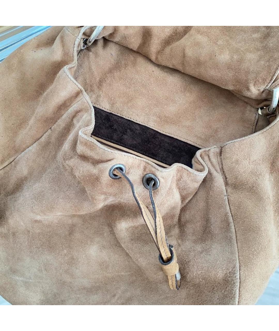 SAINT LAURENT Бежевая замшевая сумка с короткими ручками, фото 4