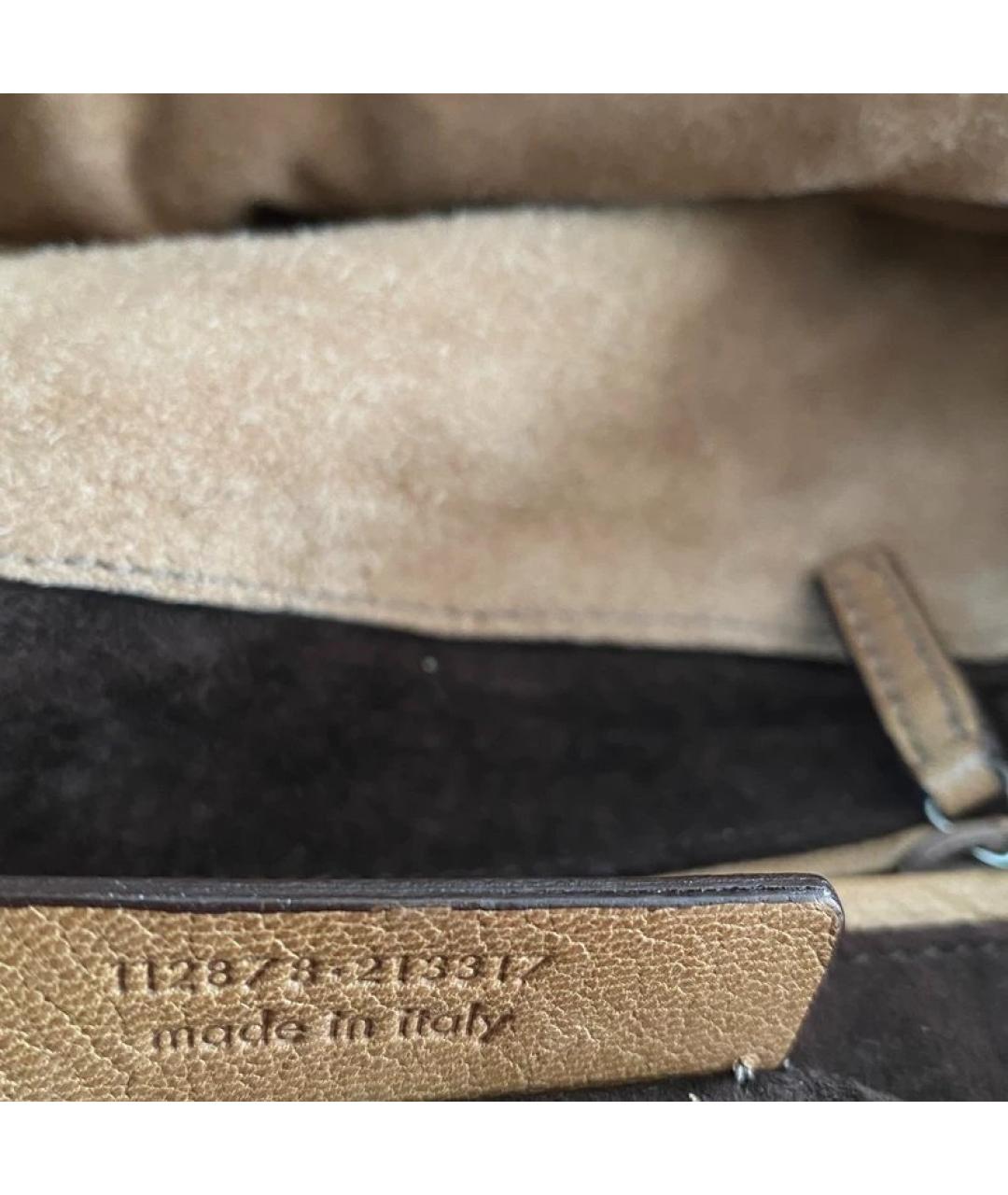 SAINT LAURENT Бежевая замшевая сумка с короткими ручками, фото 6