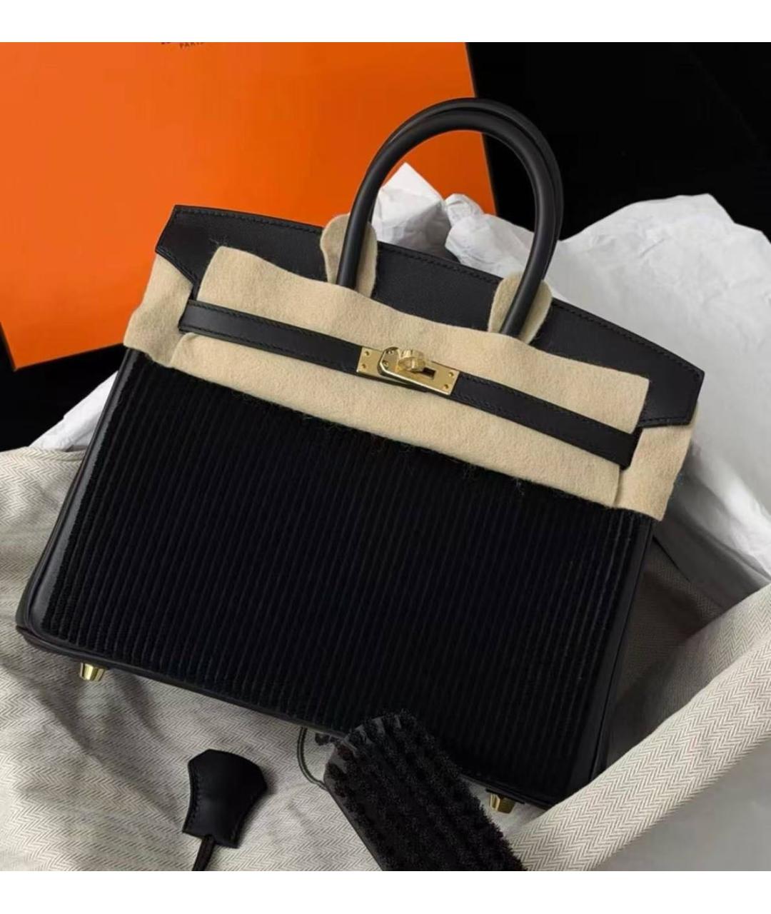 HERMES Черная кожаная сумка с короткими ручками, фото 3