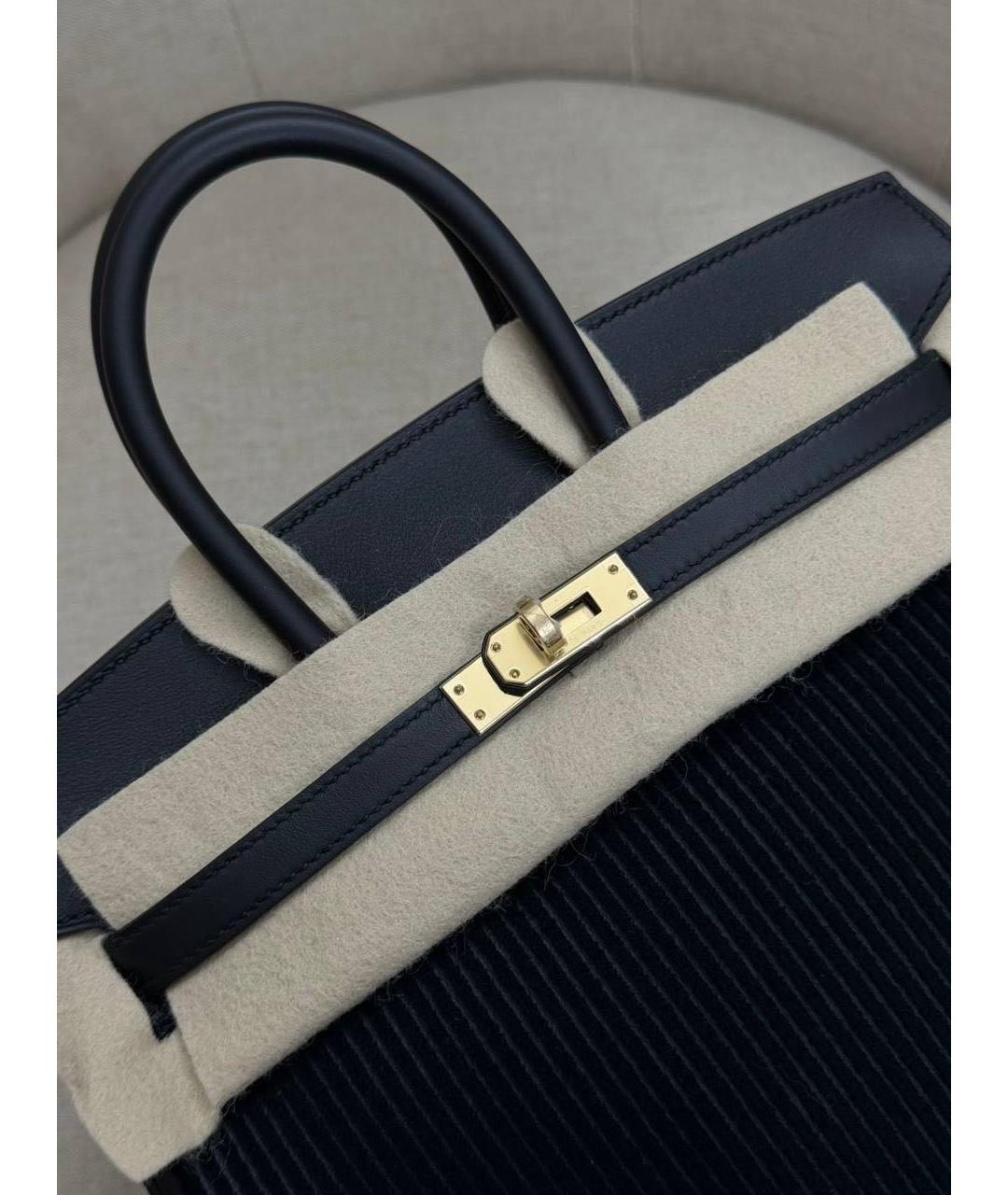 HERMES Черная кожаная сумка с короткими ручками, фото 4