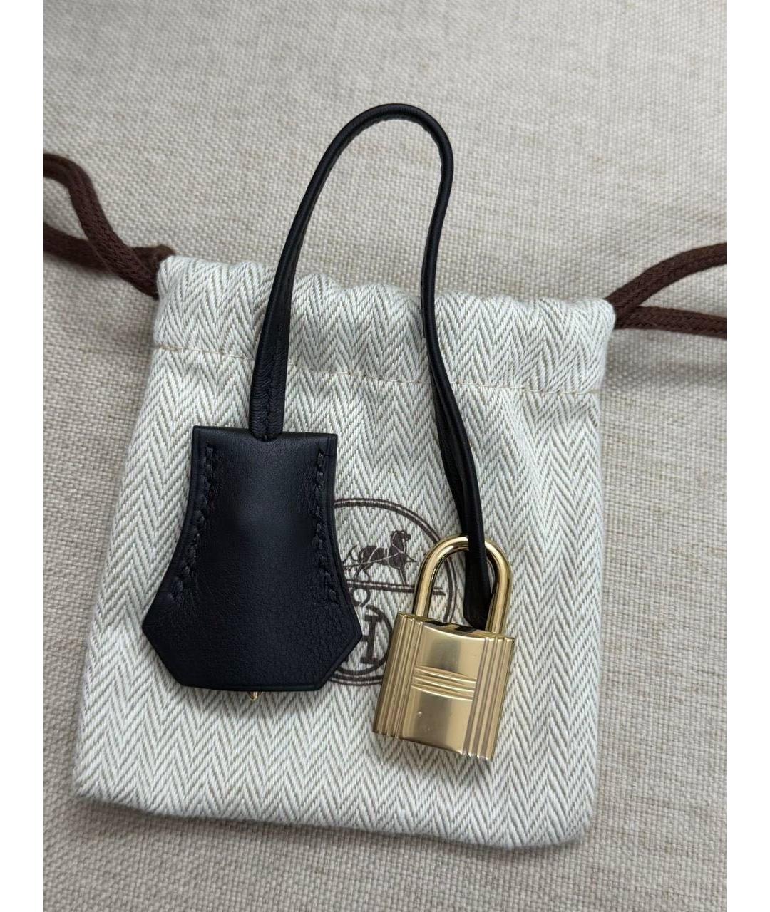 HERMES Черная кожаная сумка с короткими ручками, фото 7