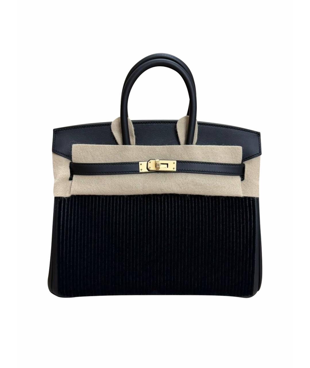 HERMES Черная кожаная сумка с короткими ручками, фото 1