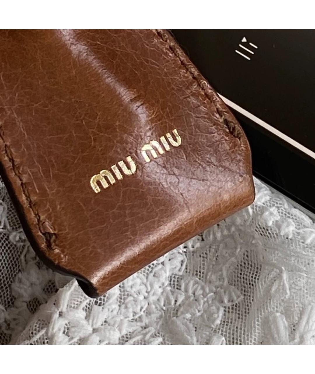 MIU MIU Коричневая кожаная сумка с короткими ручками, фото 2