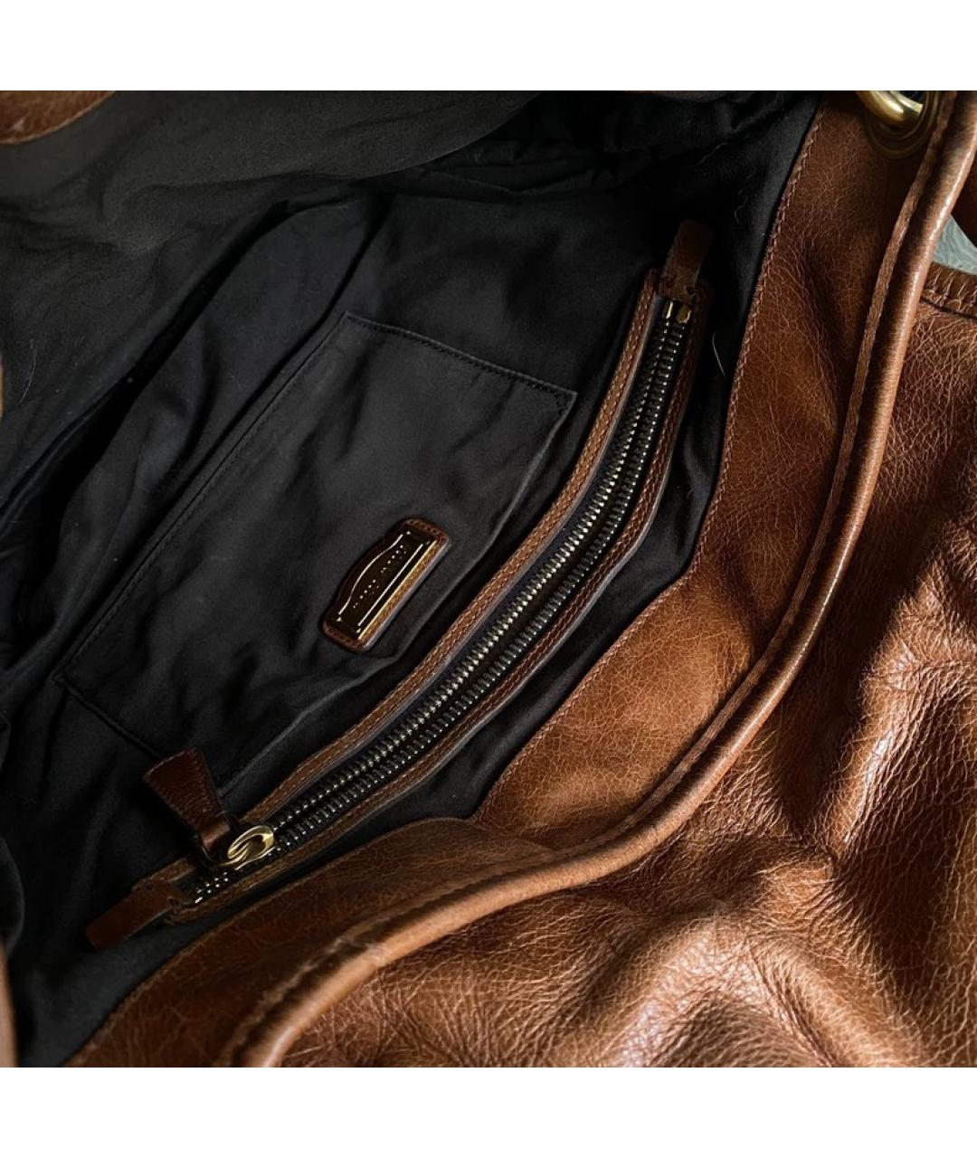 MIU MIU Коричневая кожаная сумка с короткими ручками, фото 6