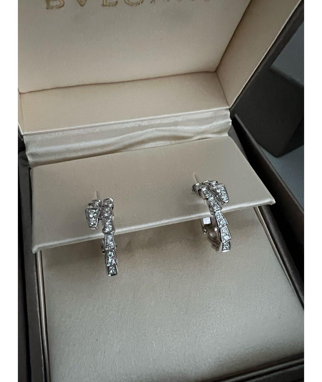 BVLGARI Серебряные серьги из белого золота, фото 2