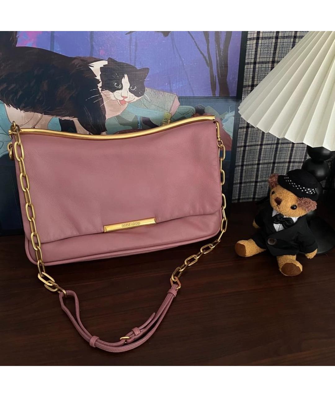 MIU MIU Розовая кожаная сумка через плечо, фото 10