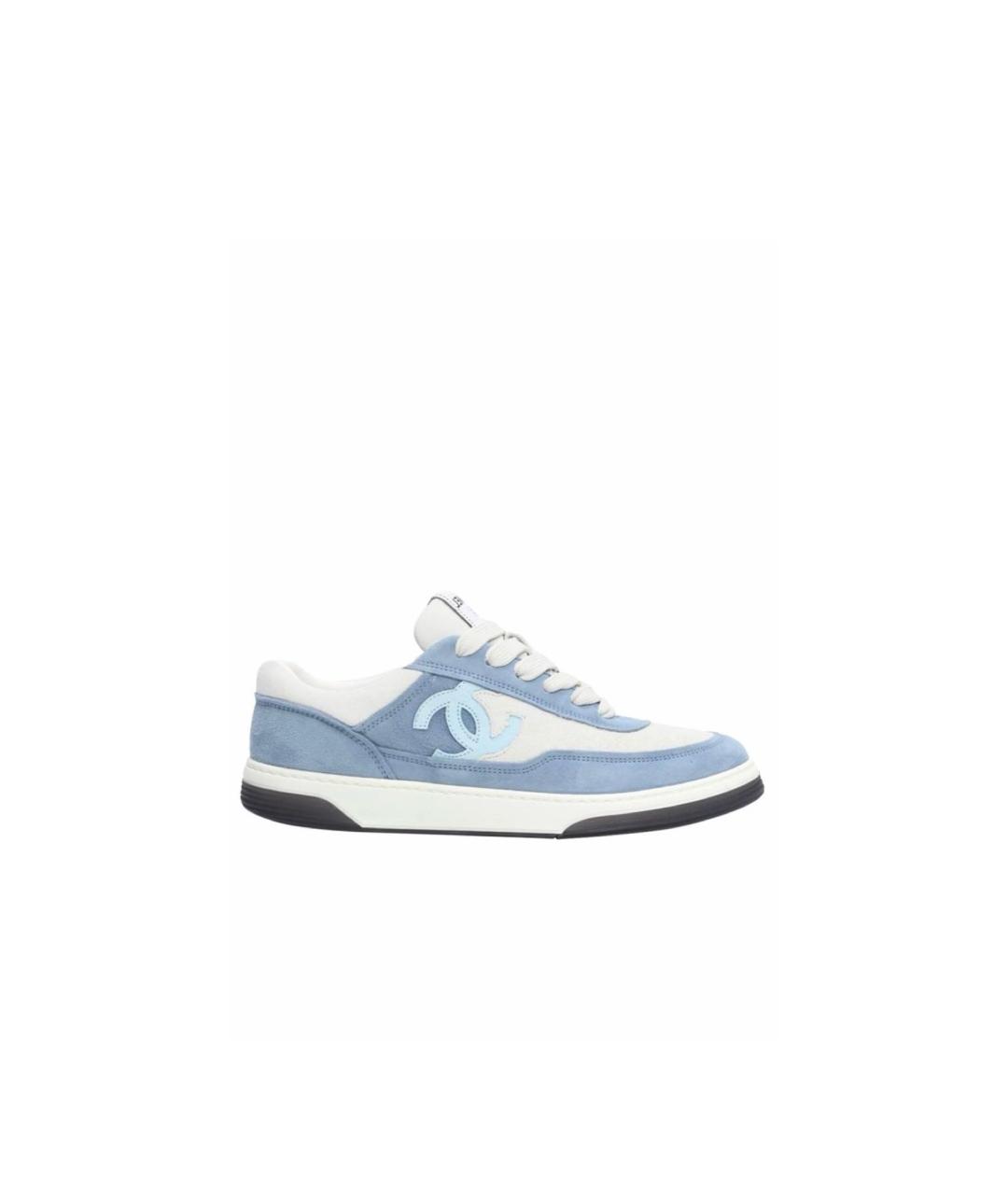 CHANEL Голубые кожаные кроссовки, фото 4