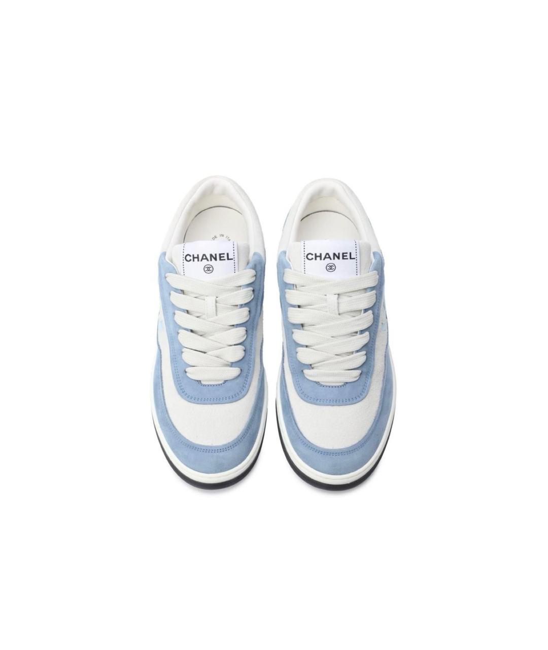 CHANEL Голубые кожаные кроссовки, фото 3