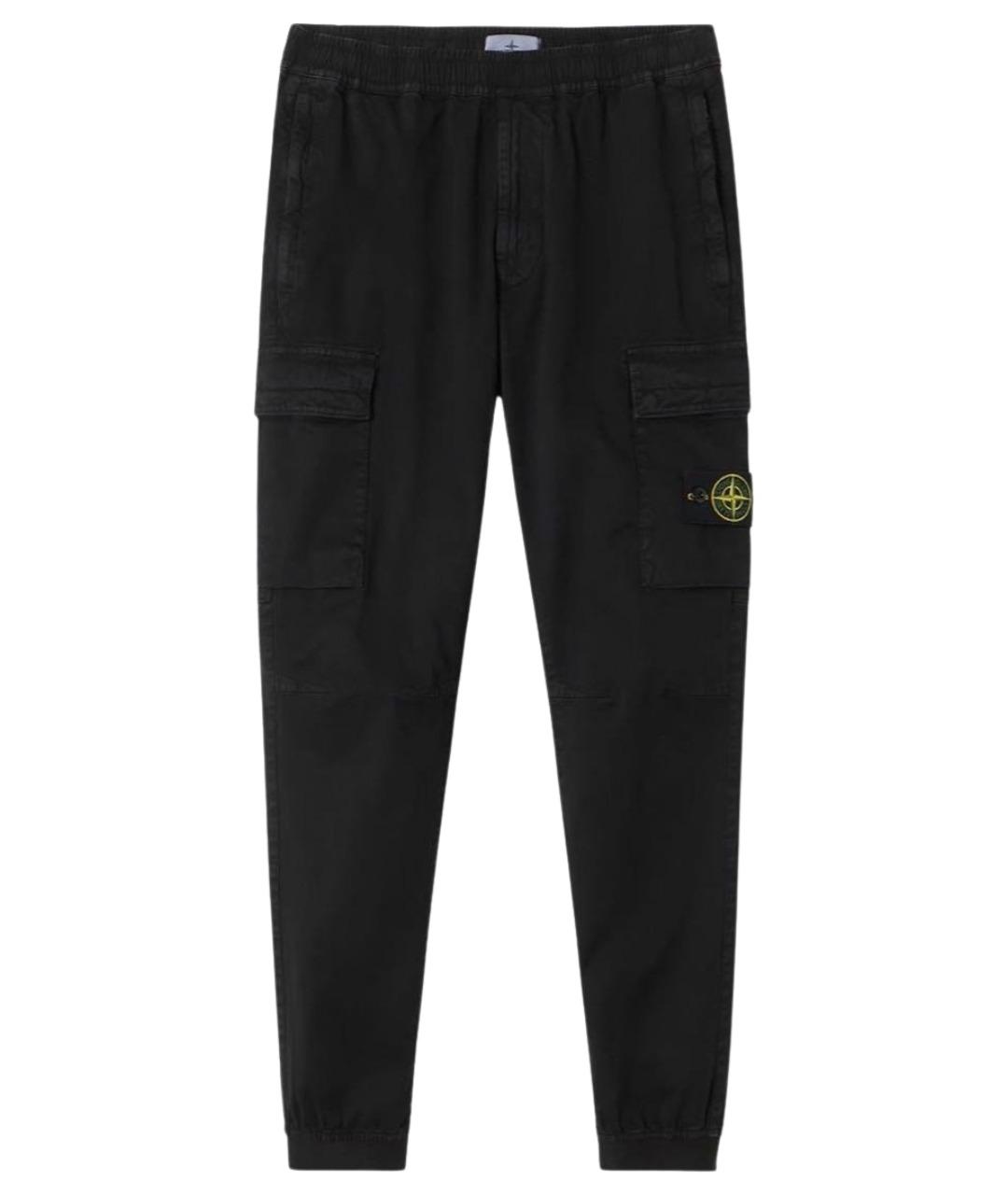 STONE ISLAND Черные хлопко-эластановые повседневные брюки, фото 1