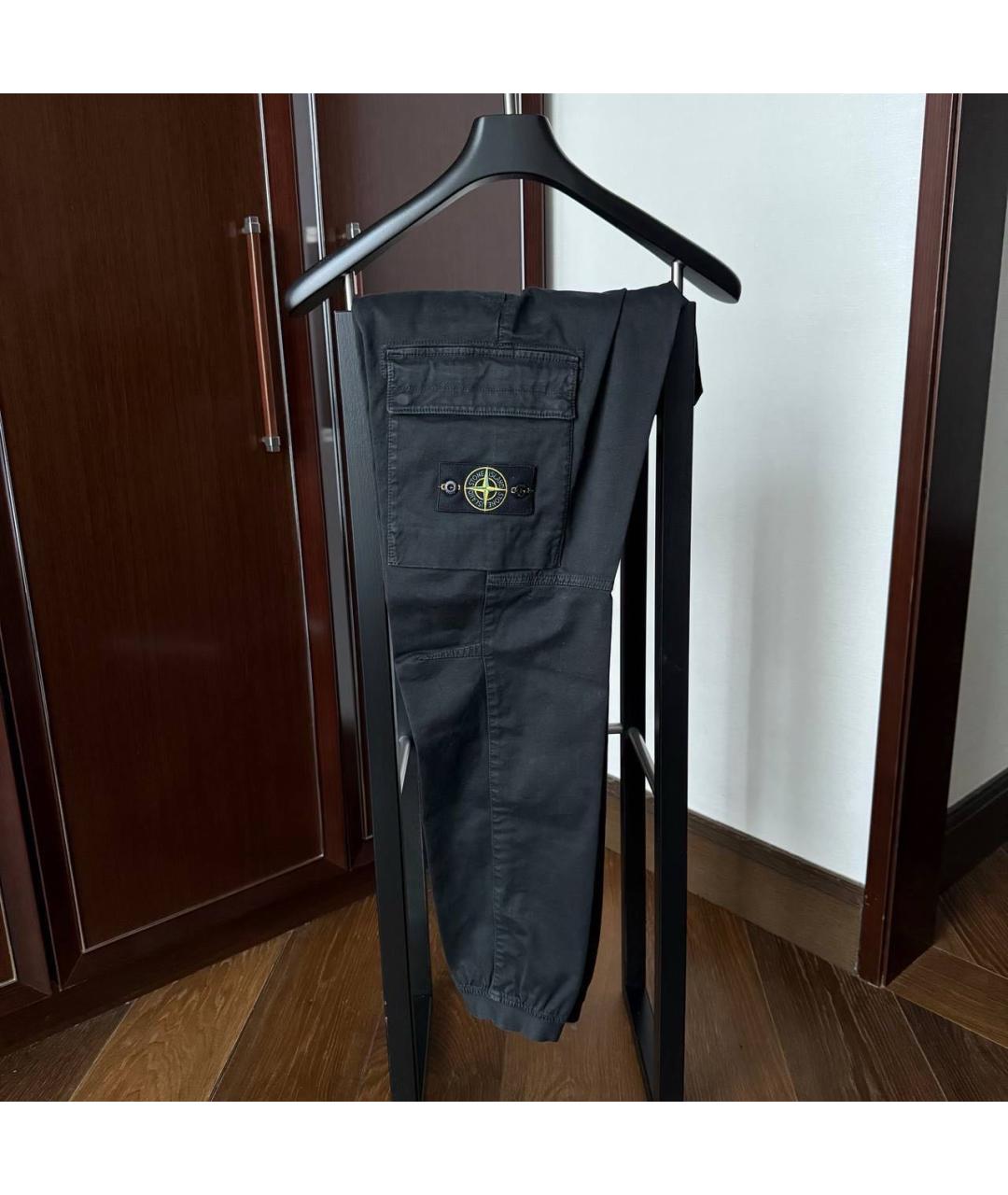 STONE ISLAND Черные хлопко-эластановые повседневные брюки, фото 2