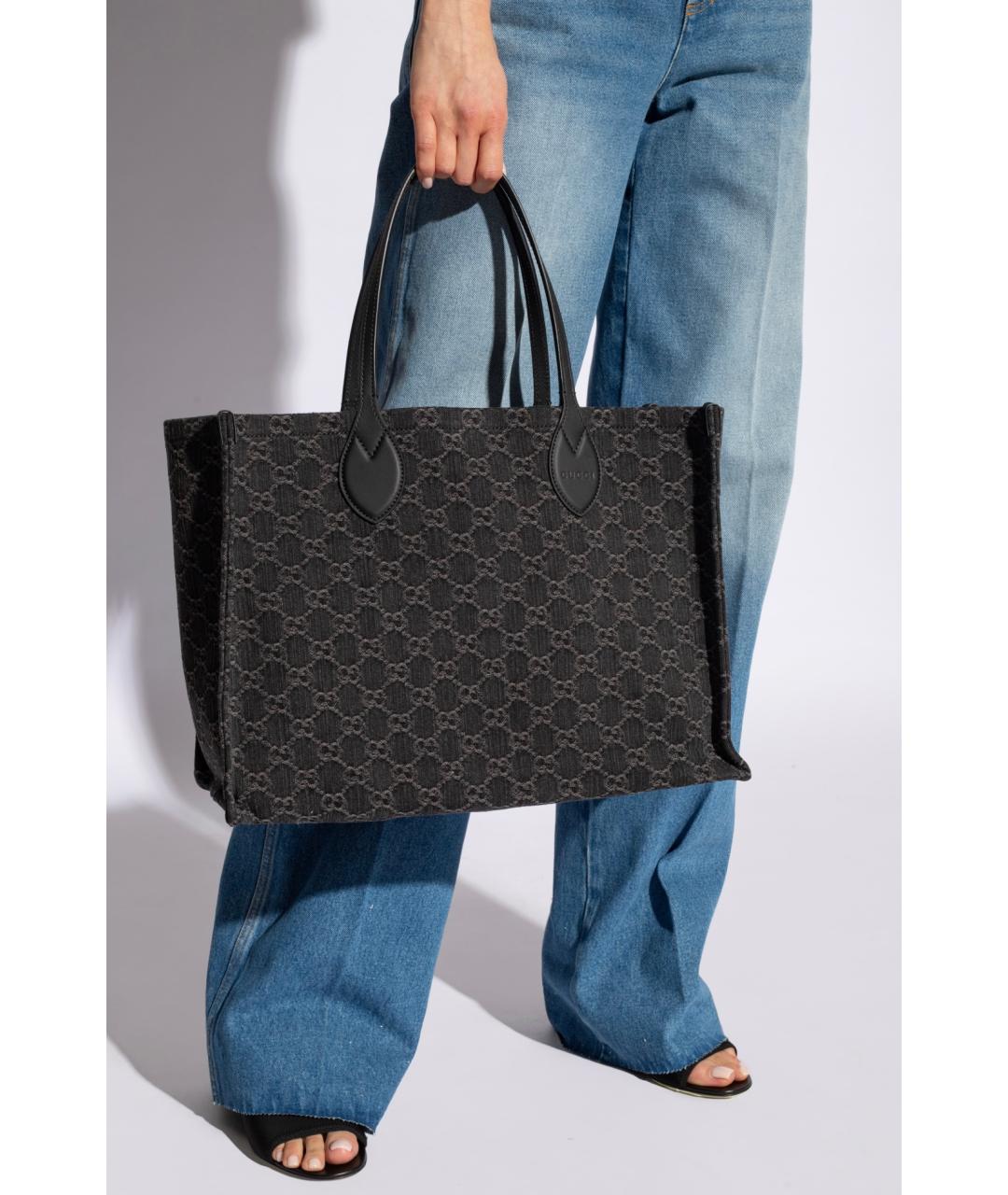 GUCCI Черная деним сумка тоут, фото 6