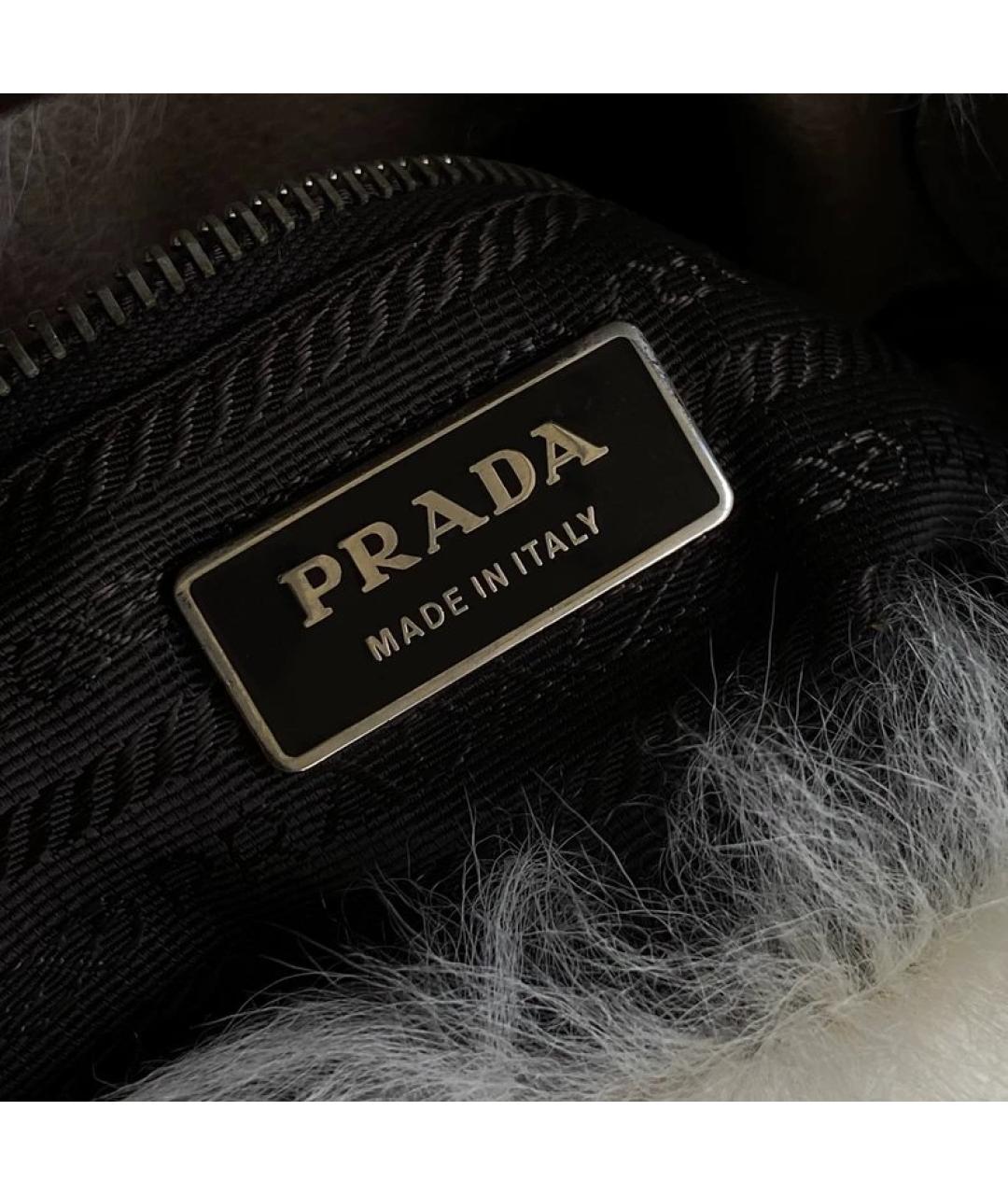 PRADA Белая меховая сумка с короткими ручками, фото 5