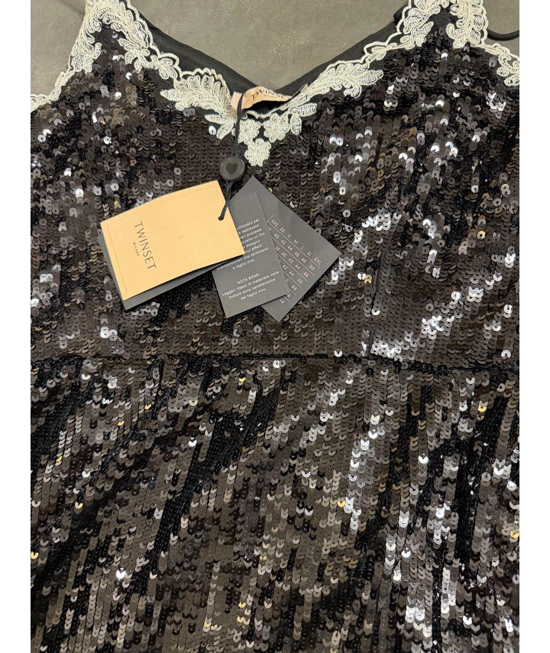 TWIN-SET Черное полиэстеровое вечернее платье, фото 4
