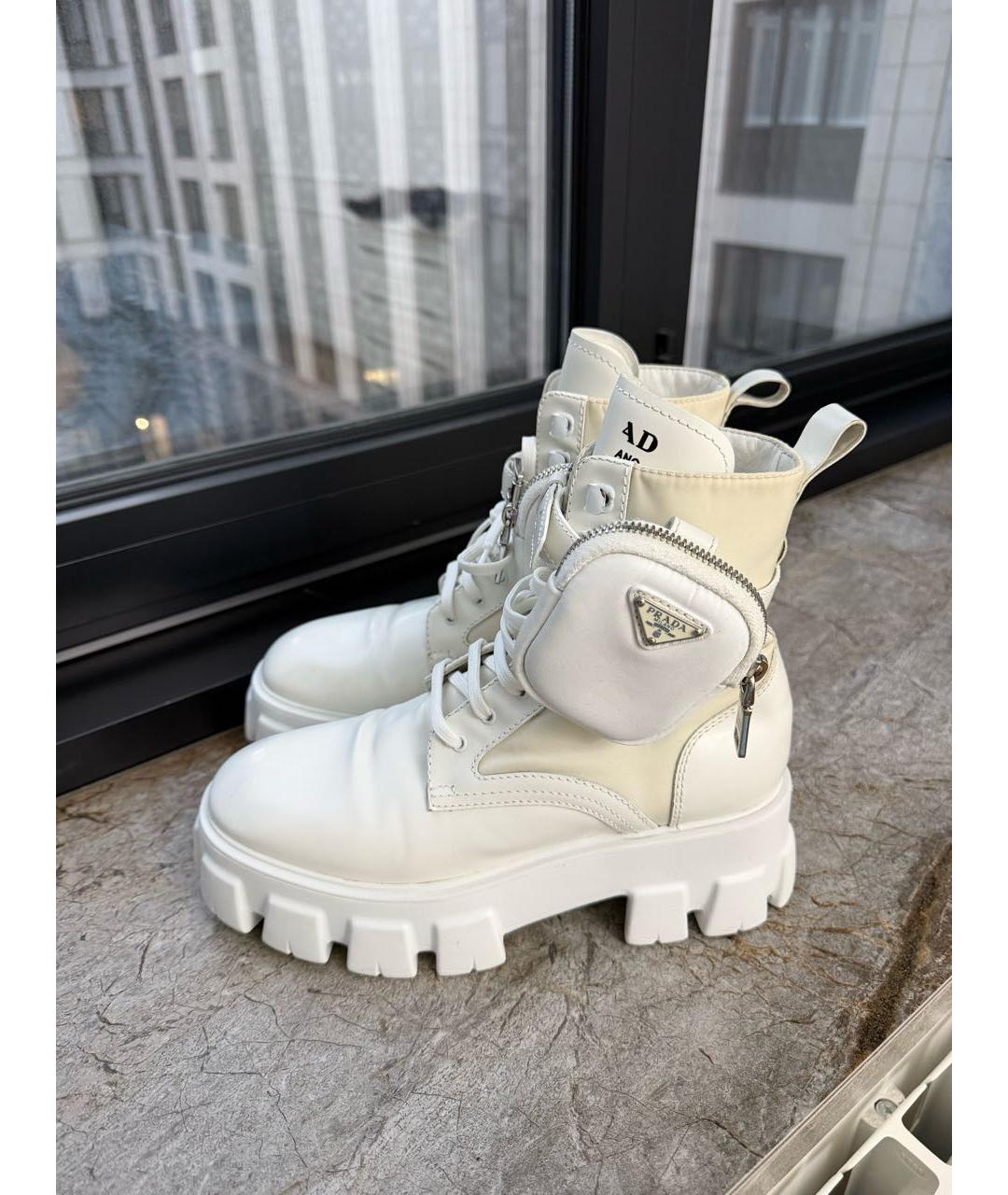 PRADA Белые кожаные ботинки, фото 7