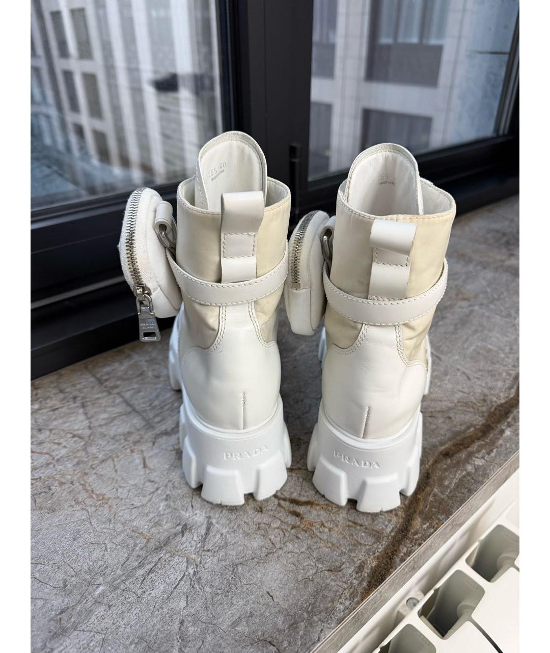 PRADA Белые кожаные ботинки, фото 4