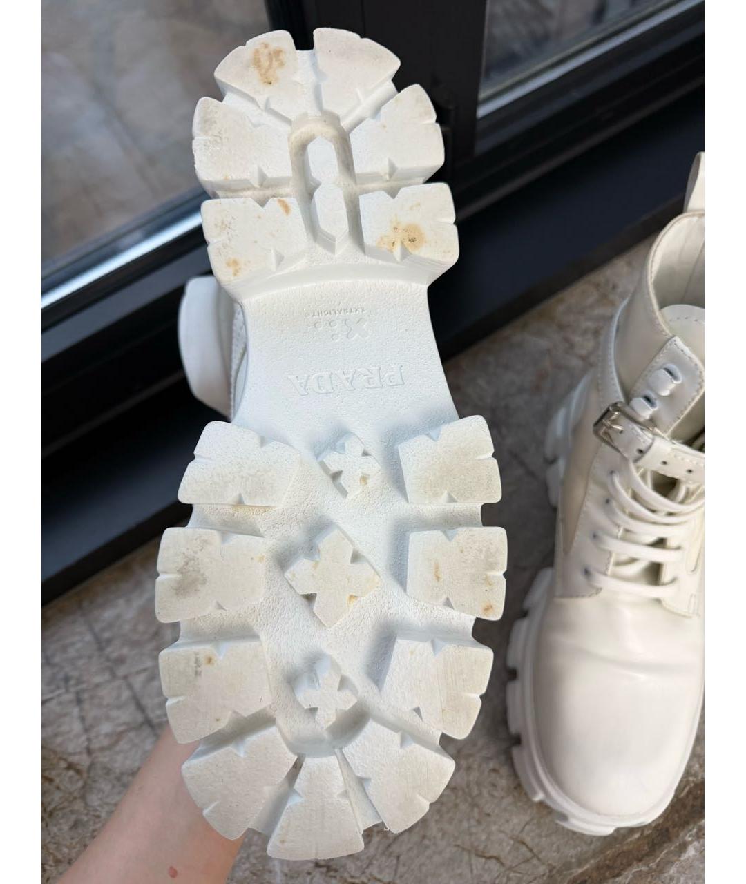 PRADA Белые кожаные ботинки, фото 5