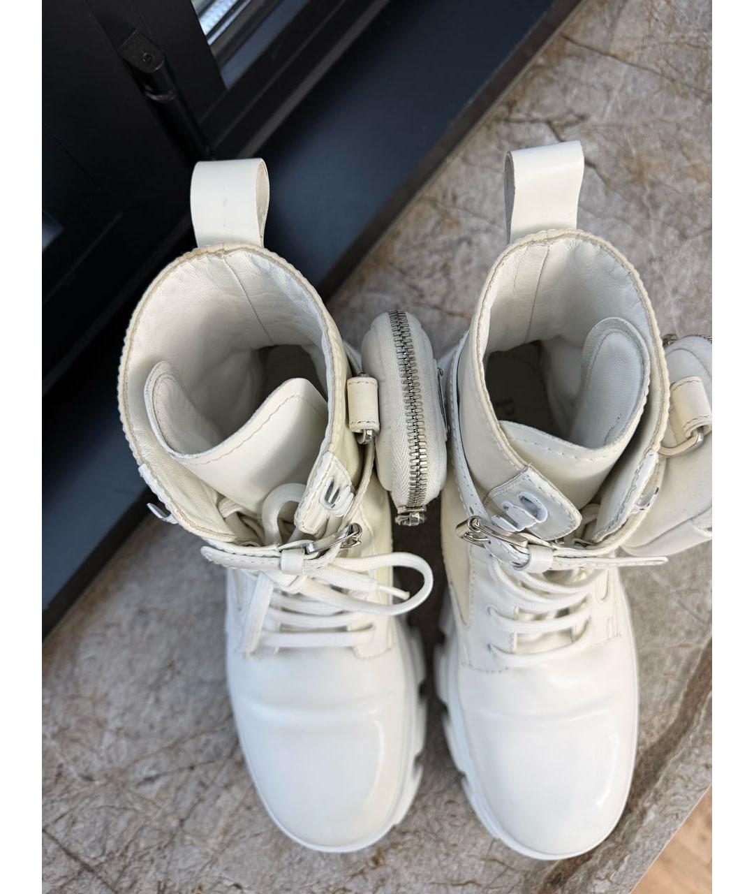 PRADA Белые кожаные ботинки, фото 3