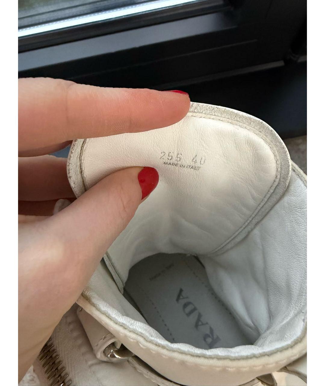 PRADA Белые кожаные ботинки, фото 6